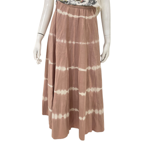 Tie Dye Camel White Flare Skirt Size 34 Ready-To-Wear in Cotton