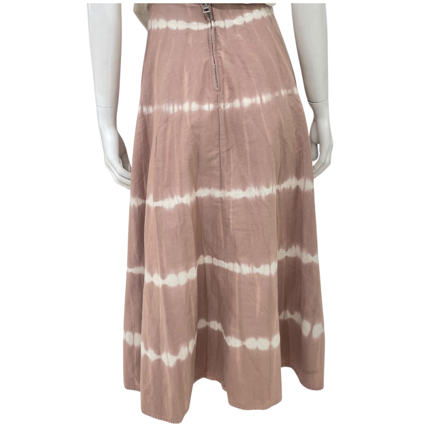 Tie Dye Camel White Flare Skirt Size 34 Ready-To-Wear in Cotton