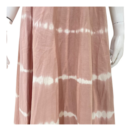 Tie Dye Camel White Flare Skirt Size 34 Ready-To-Wear in Cotton