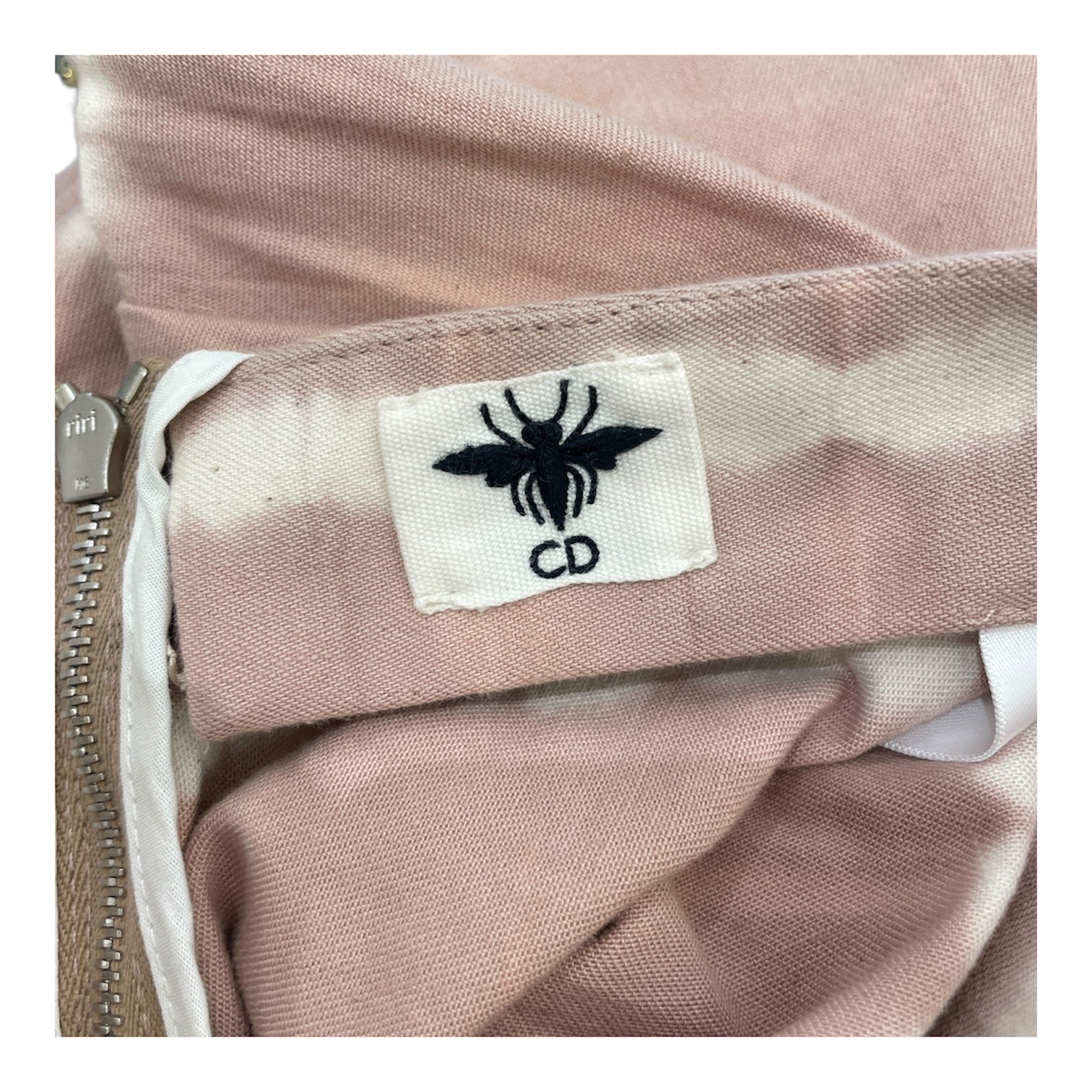 Tie Dye Camel White Flare Skirt Size 34 Ready-To-Wear in Cotton
