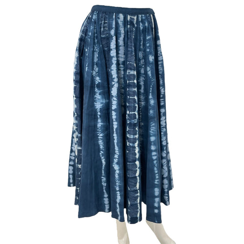 Tie Dye Long Flare Skirt Size 36 Blue Ready-To-Wear in Cotton CL2511-17327 1