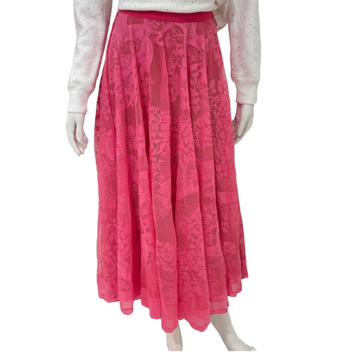 Dior Knitted Lace Diorivera Flared Midi Skirt 34 Pink Ready-To-Wear in Cotton CL2511-17329 1