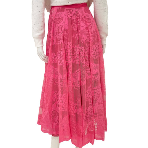 Dior Knitted Lace Diorivera Flared Midi Skirt 34 Pink Ready-To-Wear in Cotton CL2511-17329 2
