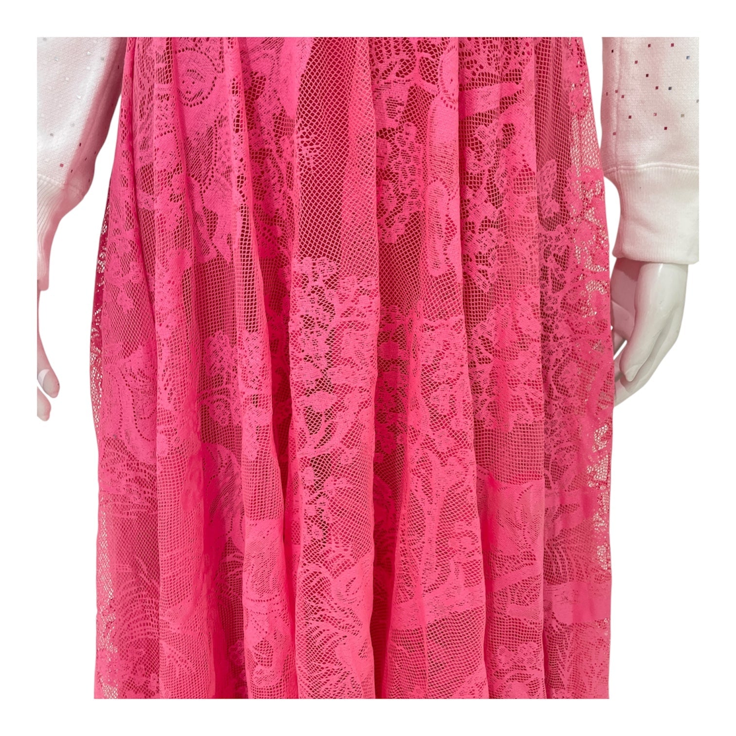 Dior Knitted Lace Diorivera Flared Midi Skirt 34 Pink Ready-To-Wear in Cotton CL2511-17329 3