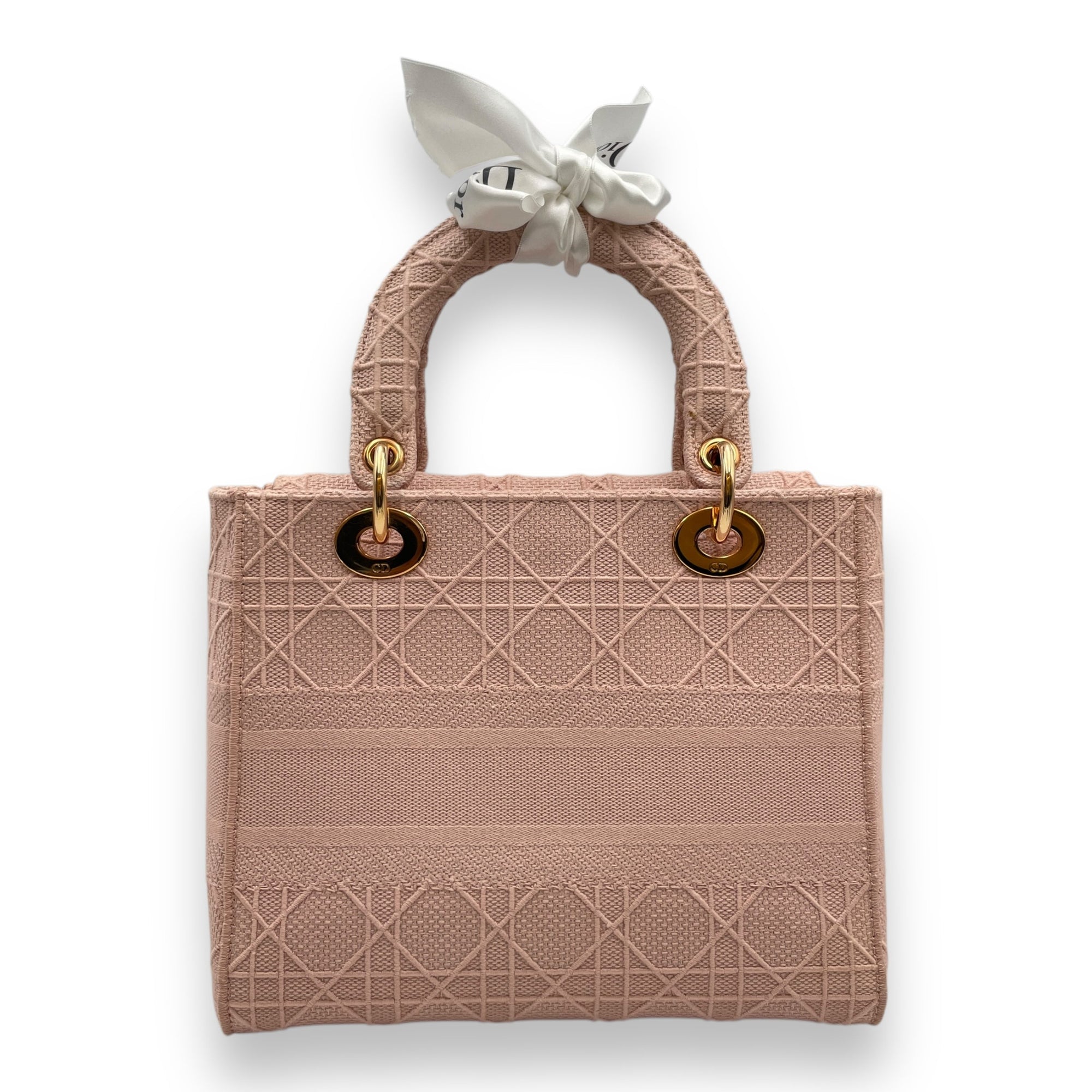 Lady Dior Medium Pale Pink Top Handle Bag in Canvas Rose Gold hardware CL2511-17336 2
