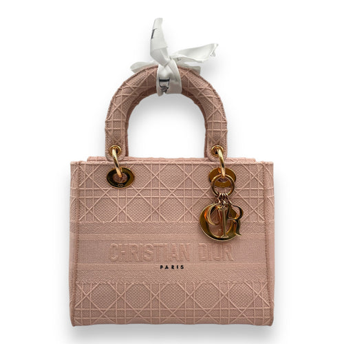 Lady Dior Medium Pale Pink Top Handle Bag in Canvas Rose Gold hardware CL2511-17336 1