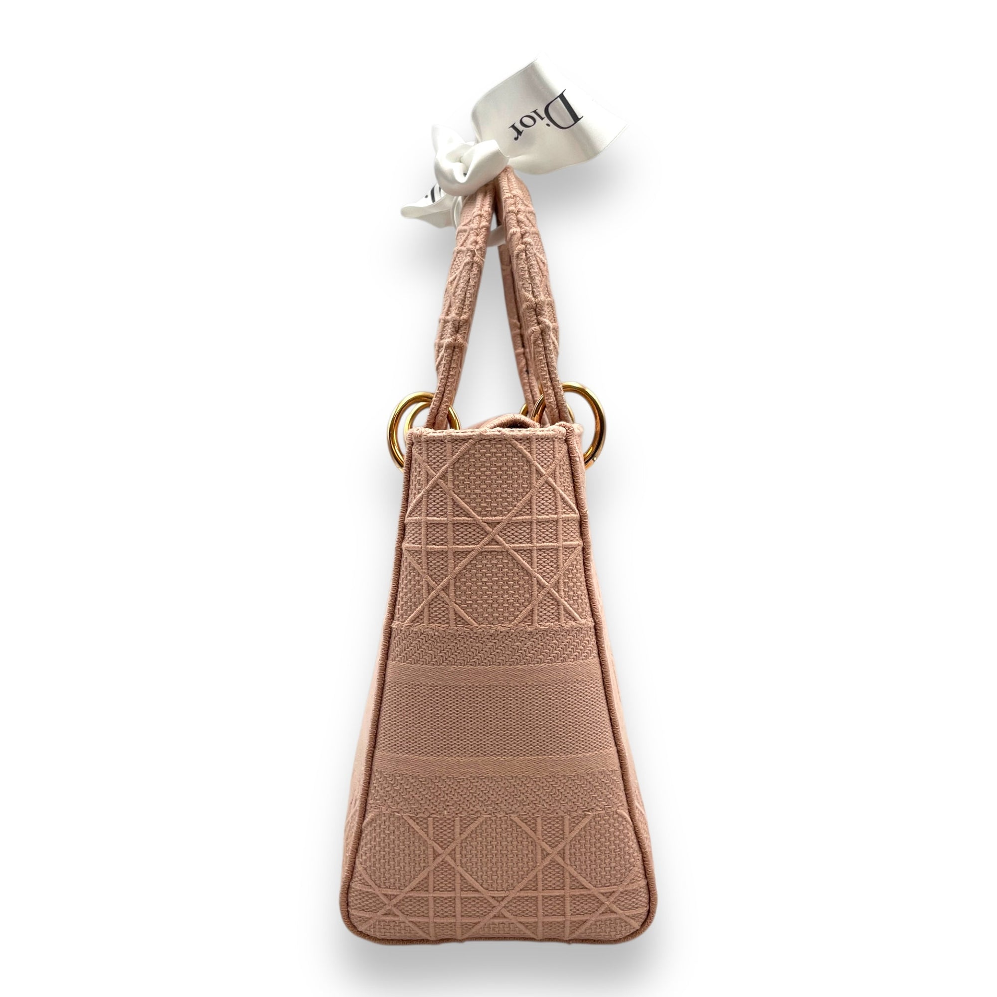 Lady Dior Medium Pale Pink Top Handle Bag in Canvas Rose Gold hardware CL2511-17336 3