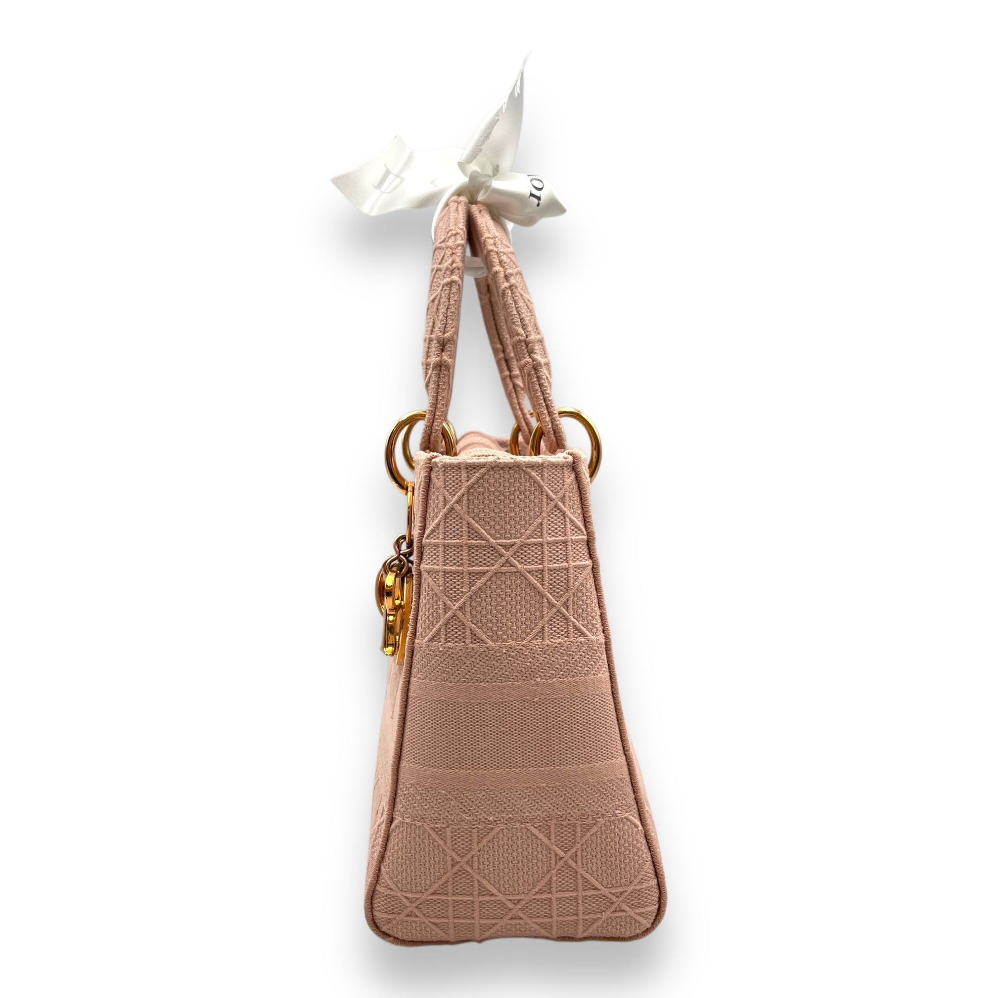 Lady Dior Medium Pale Pink Top Handle Bag in Canvas Rose Gold hardware CL2511-17336 4
