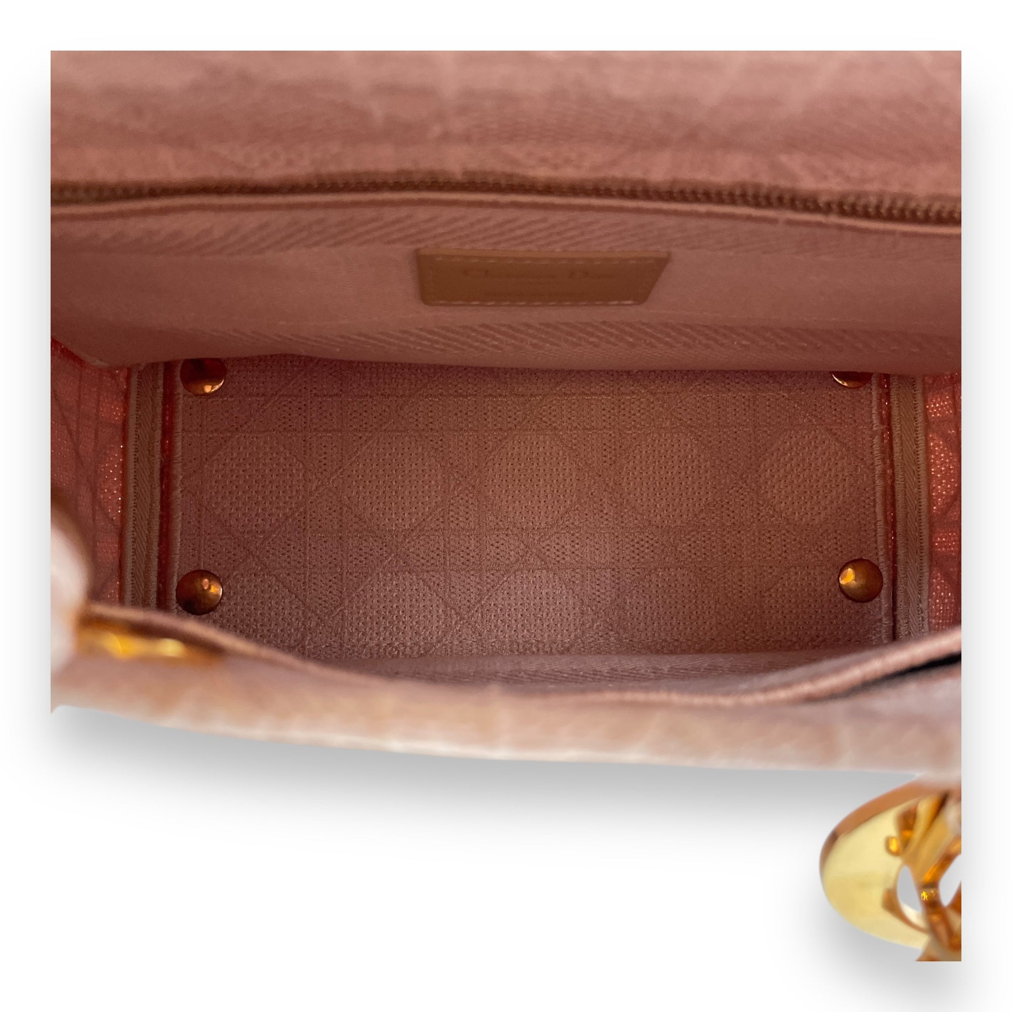 Lady Dior Medium Pale Pink Top Handle Bag in Canvas Rose Gold hardware CL2511-17336 6