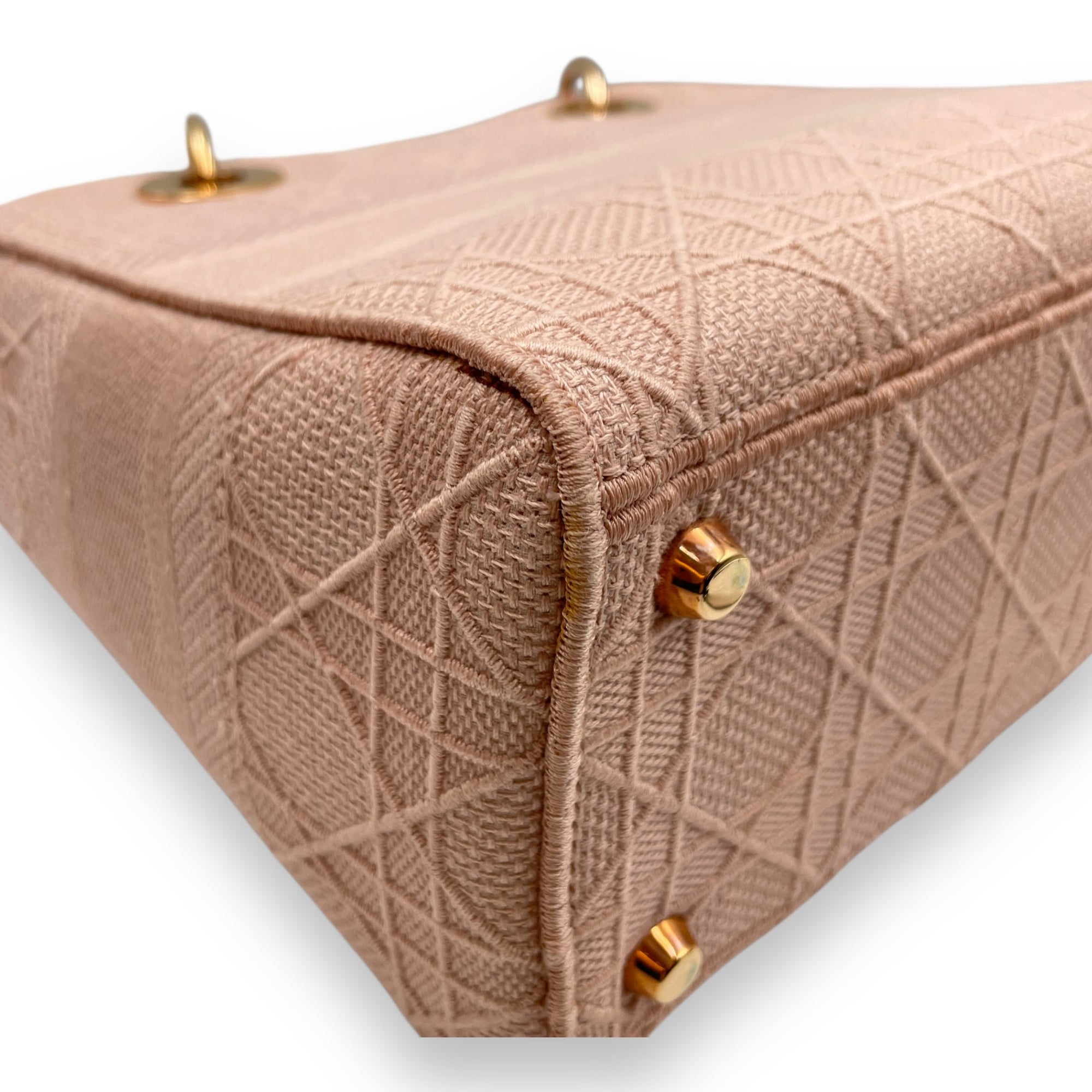 Lady Dior Medium Pale Pink Top Handle Bag in Canvas Rose Gold hardware CL2511-17336 9