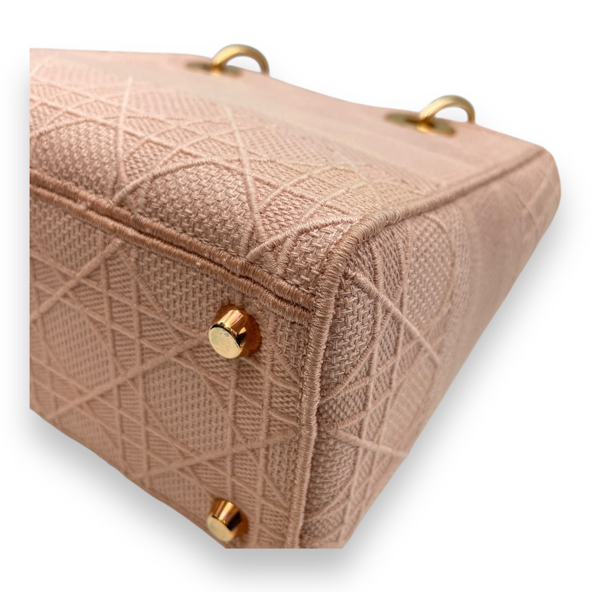 Lady Dior Medium Pale Pink Top Handle Bag in Canvas Rose Gold hardware CL2511-17336 10