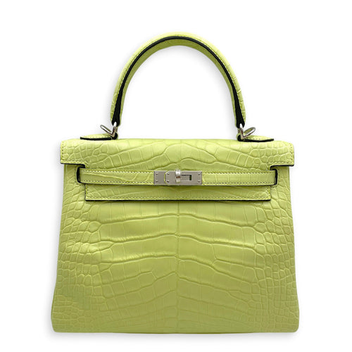 Kelly 25 Jaune Bourgeon in Matte Alligator Palladium hardware CL2512-17491 1