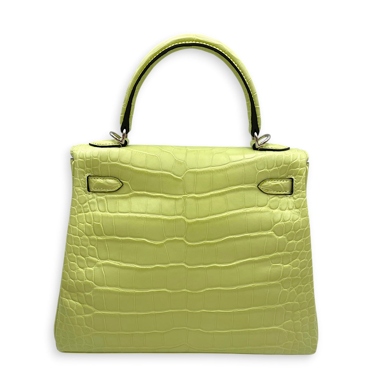 Kelly 25 Jaune Bourgeon in Matte Alligator Palladium hardware