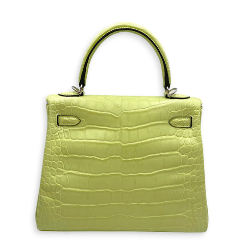 Kelly 25 Jaune Bourgeon in Matte Alligator Palladium hardware
