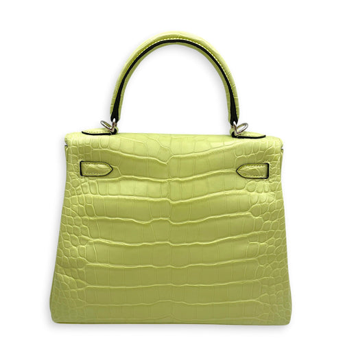 Kelly 25 Jaune Bourgeon in Matte Alligator Palladium hardware CL2512-17491 2