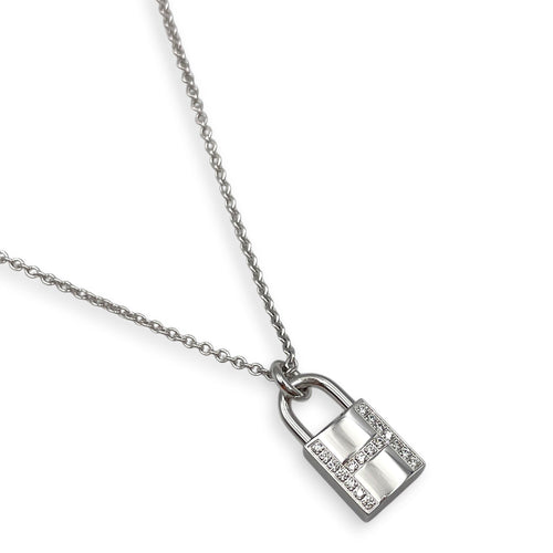 Kelly Cadenas Pendant 18 Diamonds, 0.09 Carat Necklace in White Gold Hardware CL2512-17520 3