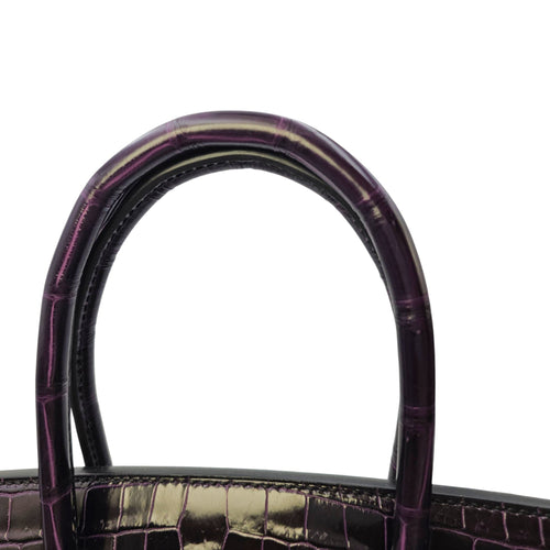Birkin 30 Amethyst in Shiny Porosus Gold hardware