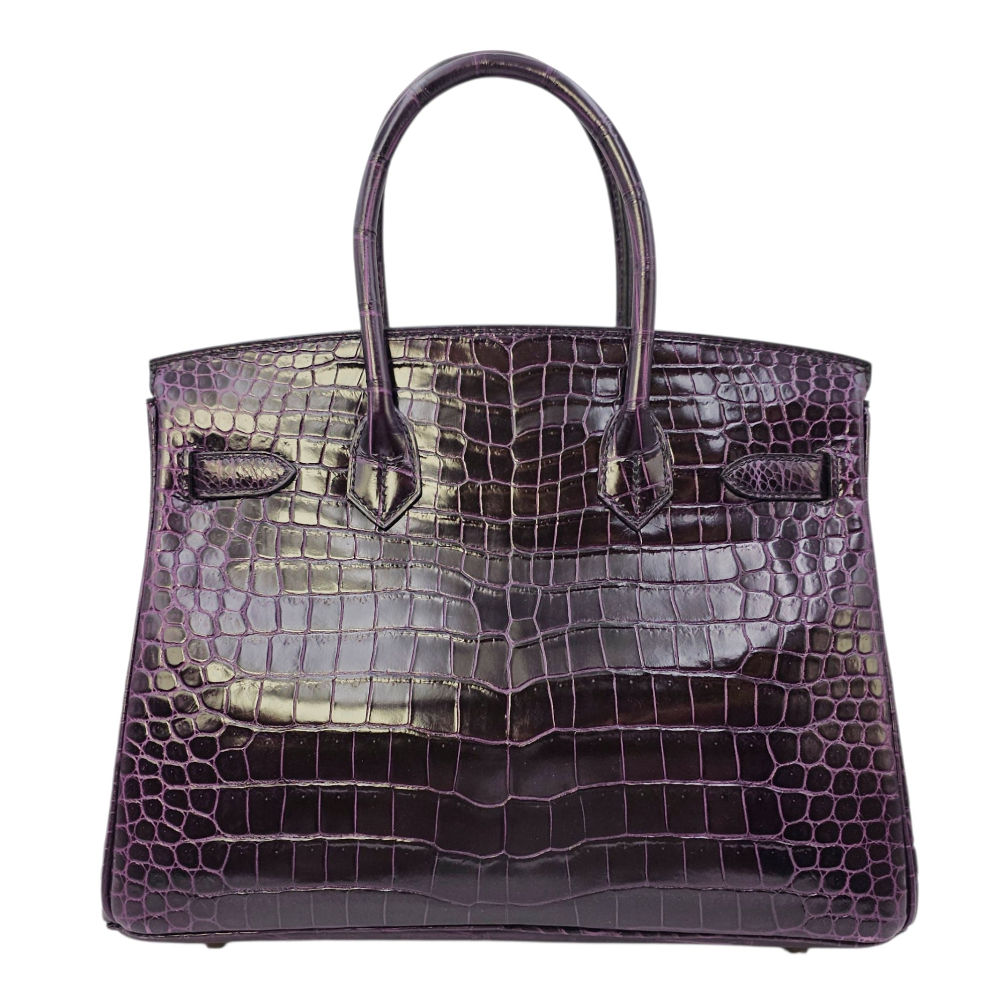 Birkin 30 Amethyst in Shiny Porosus Gold hardware