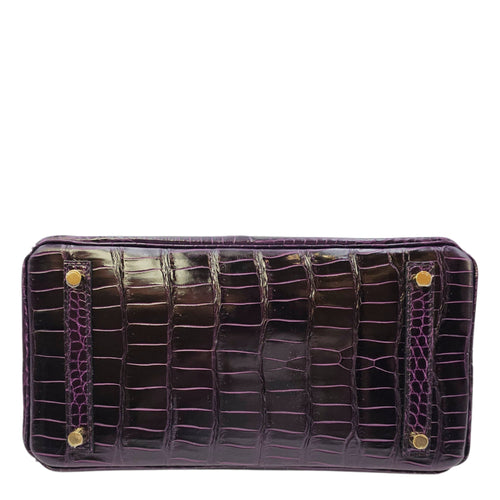 Birkin 30 Amethyst in Shiny Porosus Gold hardware