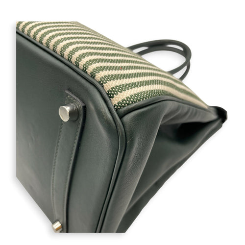 Toile Riga Birkin 35 Vert Anglais in Swift Palladium hardware CL2512-17761 10