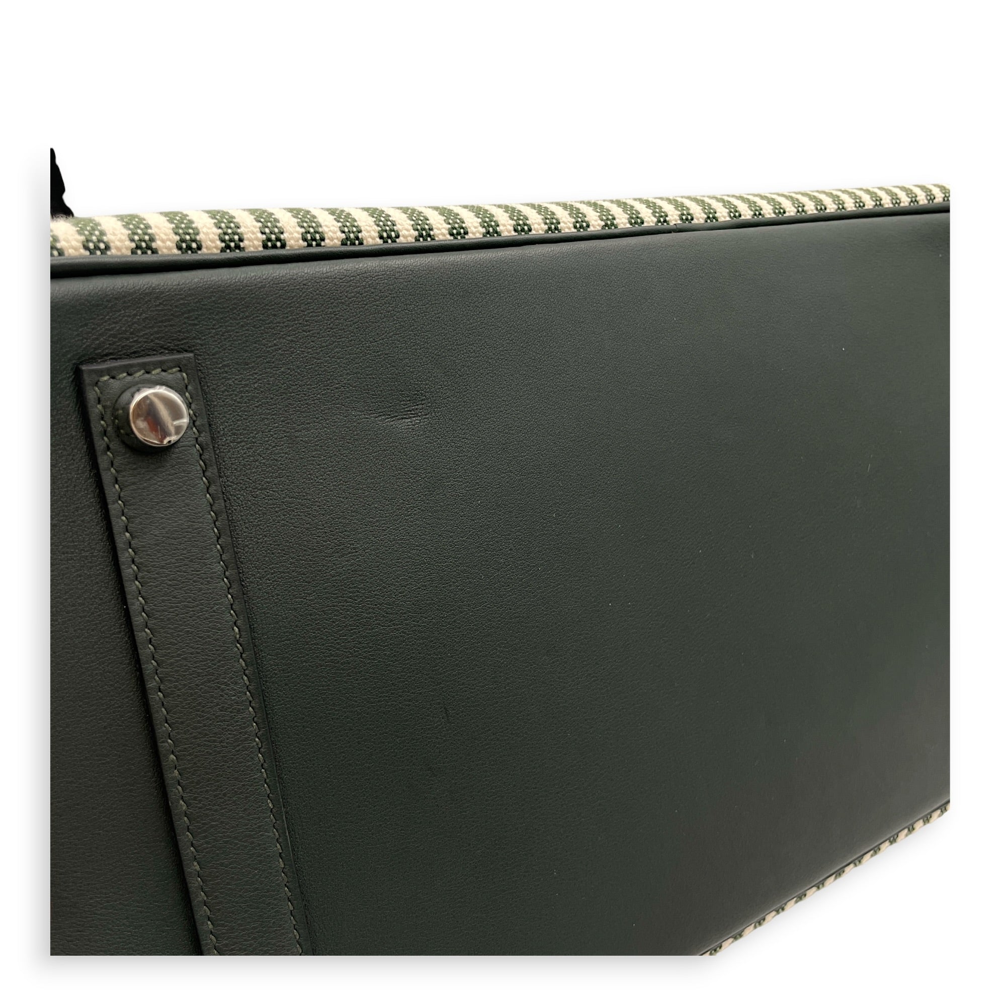 Toile Riga Birkin 35 Vert Anglais in Swift Palladium hardware CL2512-17761 13