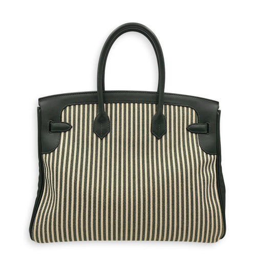 Toile Riga Birkin 35 Vert Anglais in Swift Palladium hardware CL2512-17761 2