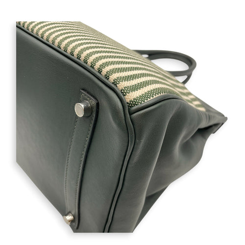 Toile Riga Birkin 35 Vert Anglais in Swift Palladium hardware CL2512-17761 8