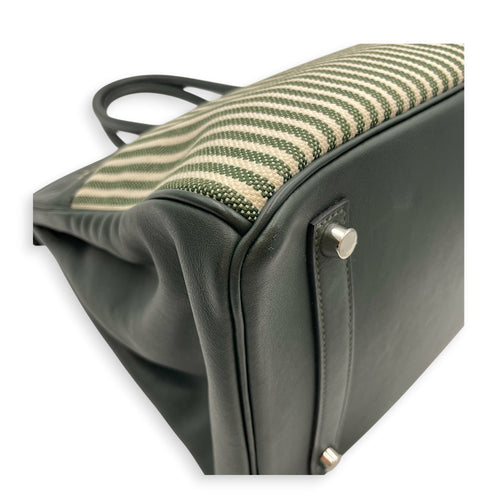 Toile Riga Birkin 35 Vert Anglais in Swift Palladium hardware CL2512-17761 9