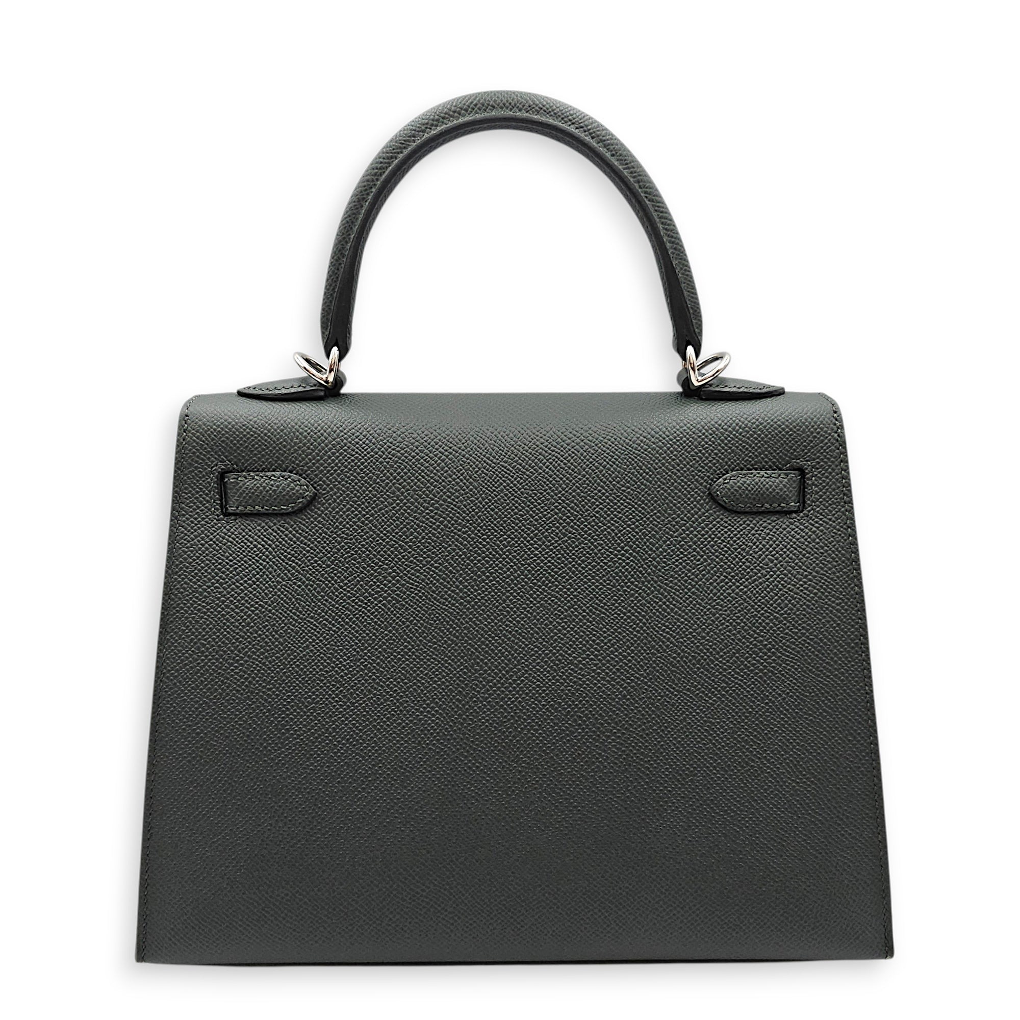 Sellier Kelly 25 Vert Mangrove in Epsom Palladium hardware CL2512-17762 2