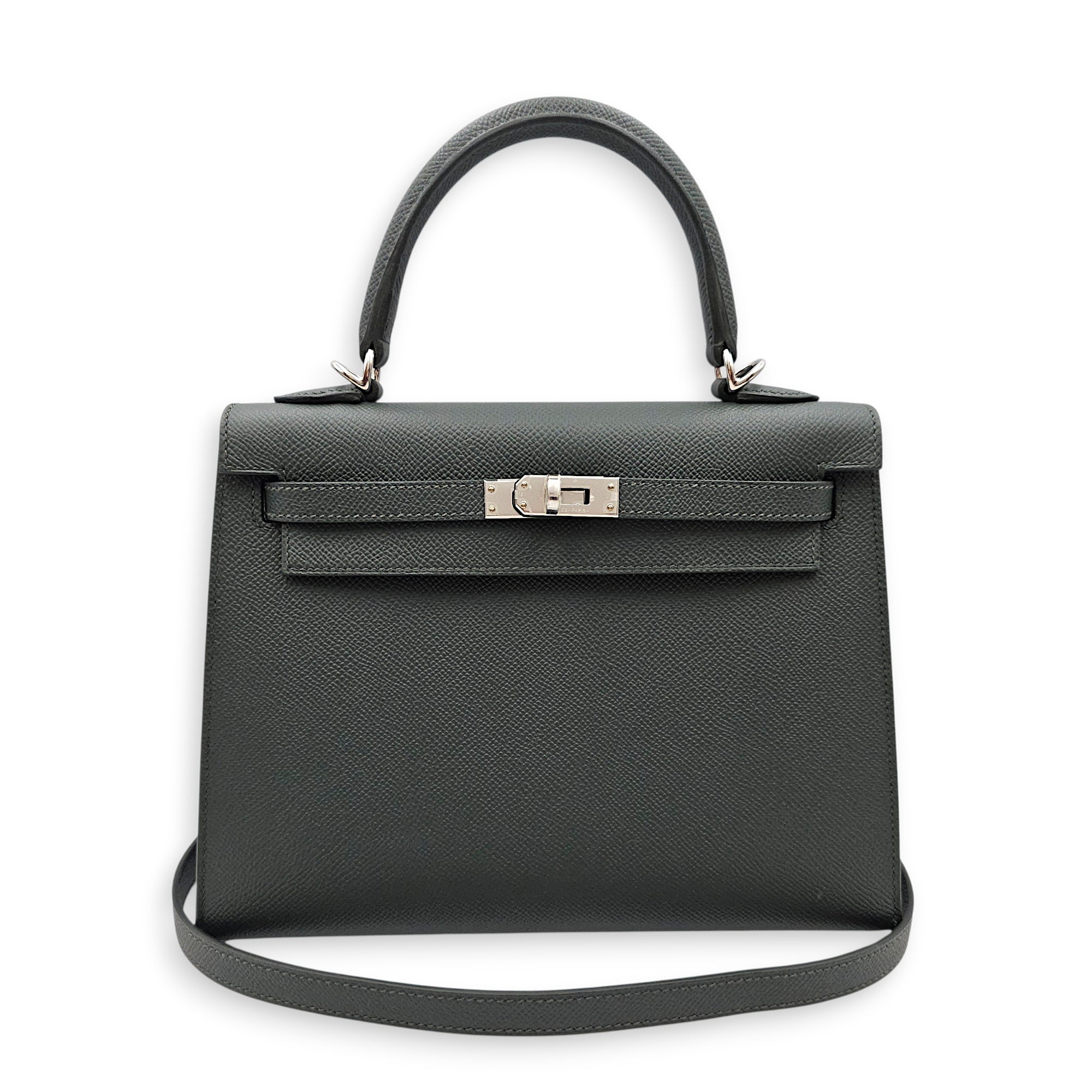 Sellier Kelly 25 Vert Mangrove in Epsom Palladium hardware CL2512-17762 3