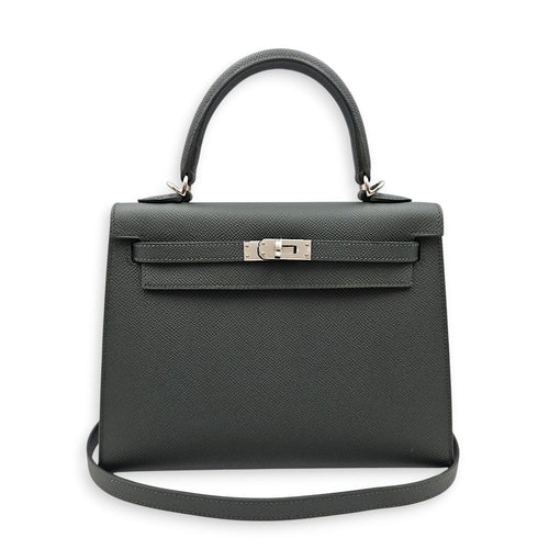 Sellier Kelly 25 Vert Mangrove in Epsom Palladium hardware CL2512-17762 3