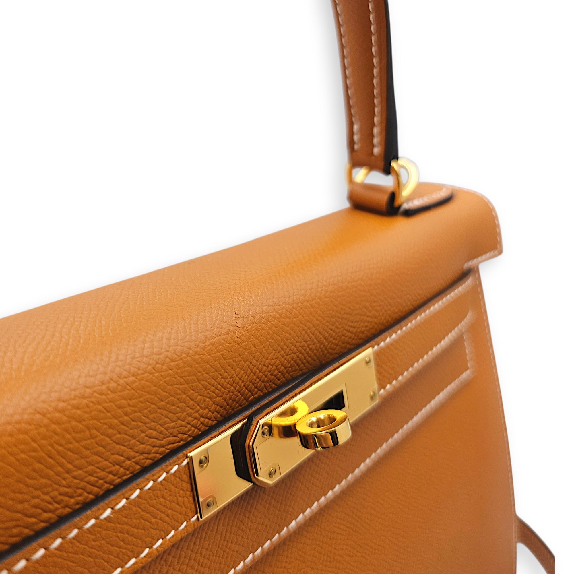 Sellier Kelly 28 Toffee in Epsom Gold hardware CL2512-17786 9