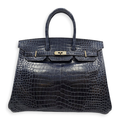 Birkin 35 Blue Abysse in Shiny Porosus Palladium hardware CL2512-17917 1
