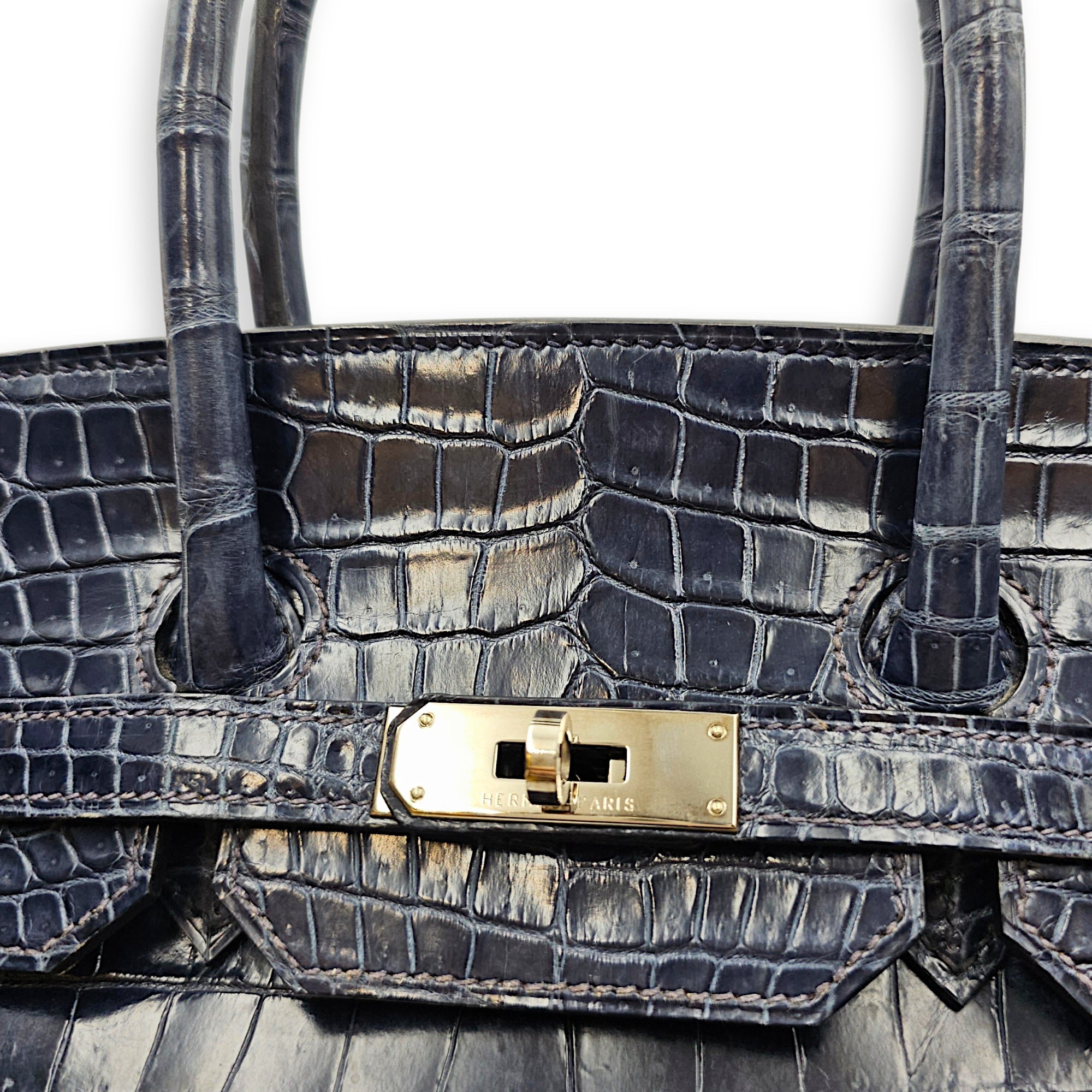 Birkin 35 Blue Abysse in Shiny Porosus Palladium hardware CL2512-17917 10