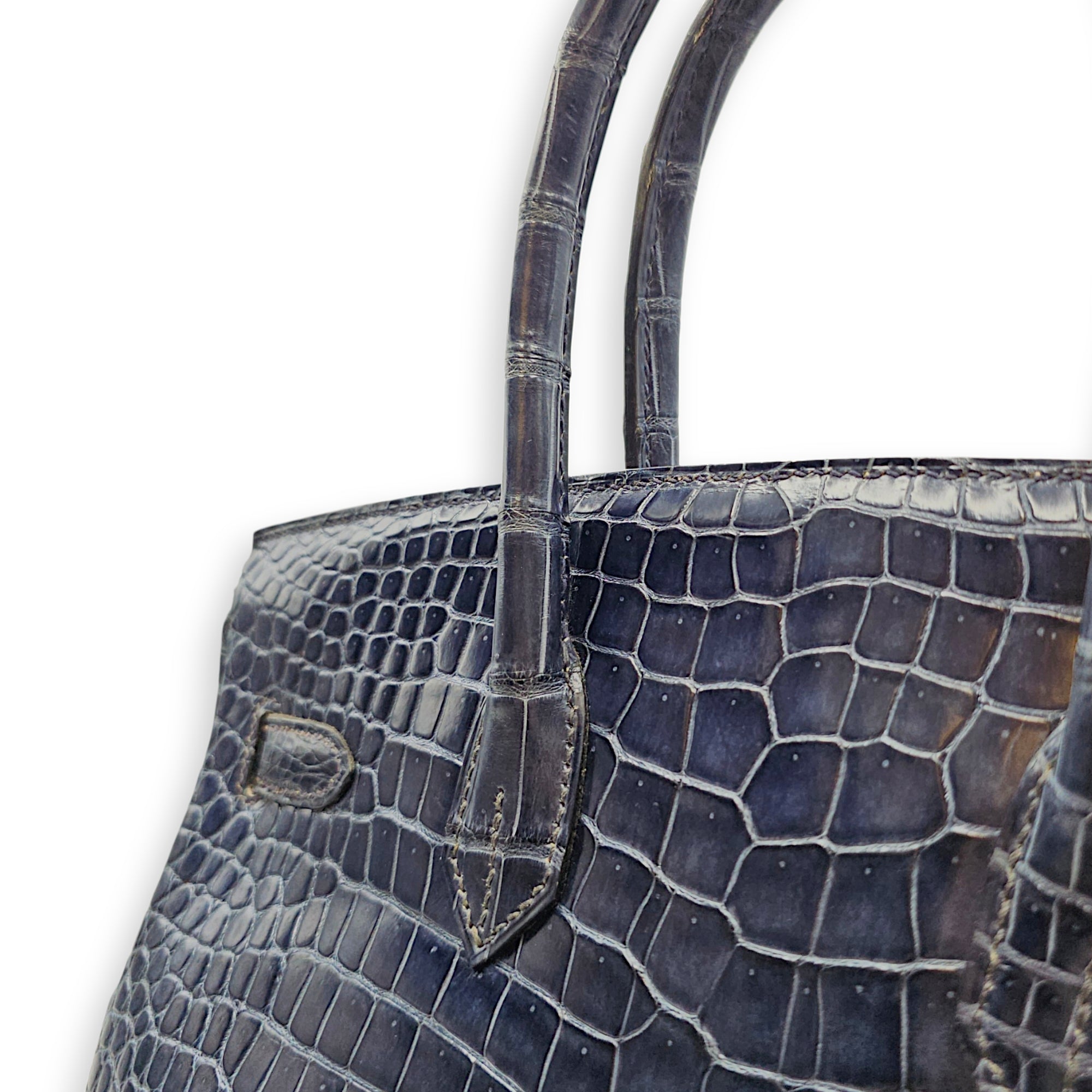 Birkin 35 Blue Abysse in Shiny Porosus Palladium hardware CL2512-17917 11
