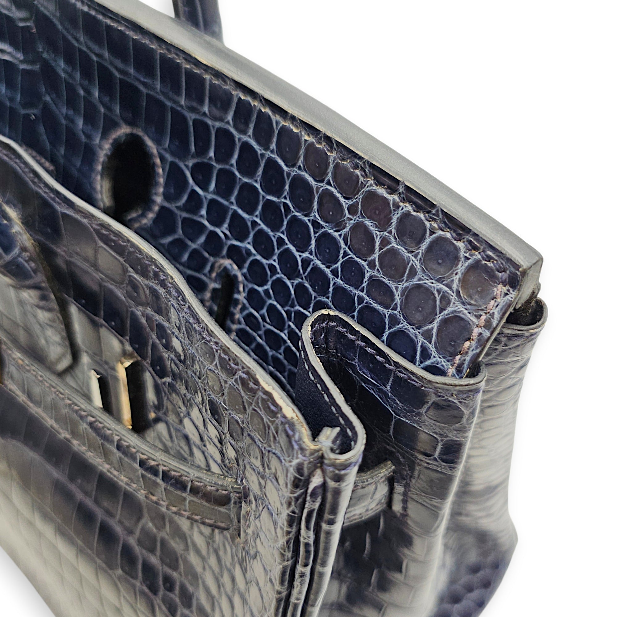 Birkin 35 Blue Abysse in Shiny Porosus Palladium hardware CL2512-17917 12