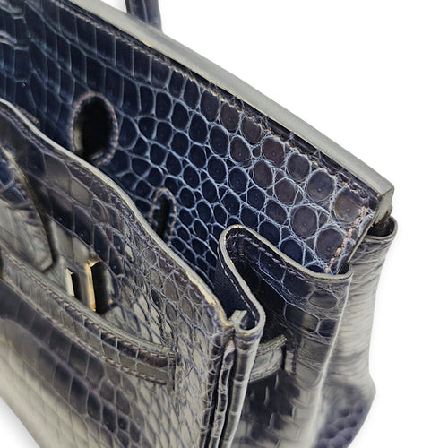 Birkin 35 Blue Abysse in Shiny Porosus Palladium hardware CL2512-17917 12