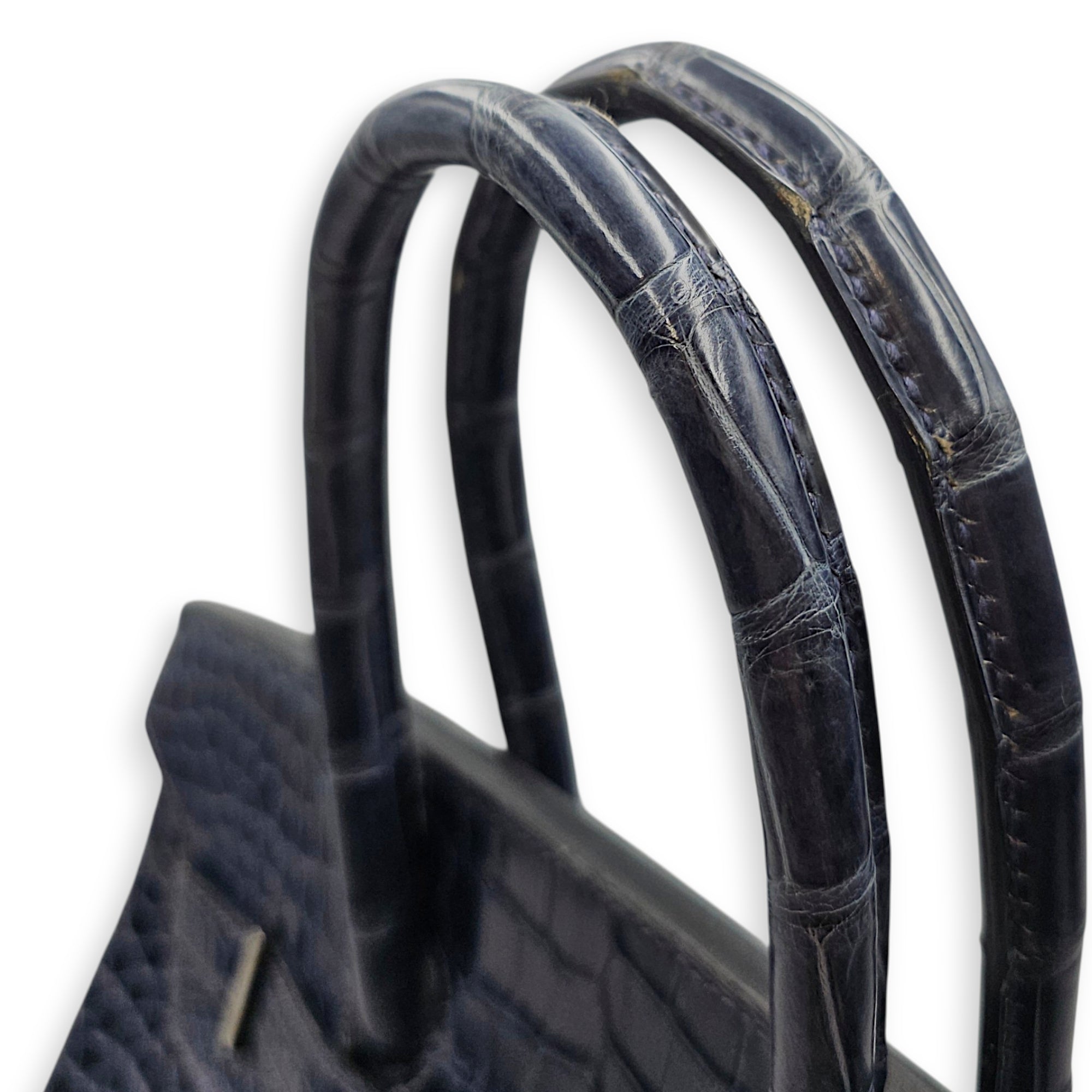 Birkin 35 Blue Abysse in Shiny Porosus Palladium hardware CL2512-17917 14