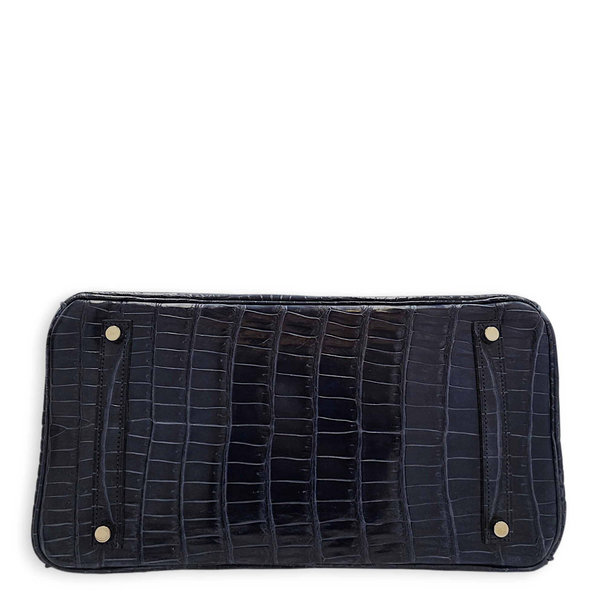 Birkin 35 Blue Abysse in Shiny Porosus Palladium hardware CL2512-17917 5