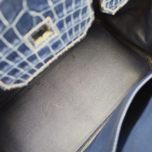 Birkin 35 Blue Abysse in Shiny Porosus Palladium hardware CL2512-17917 6