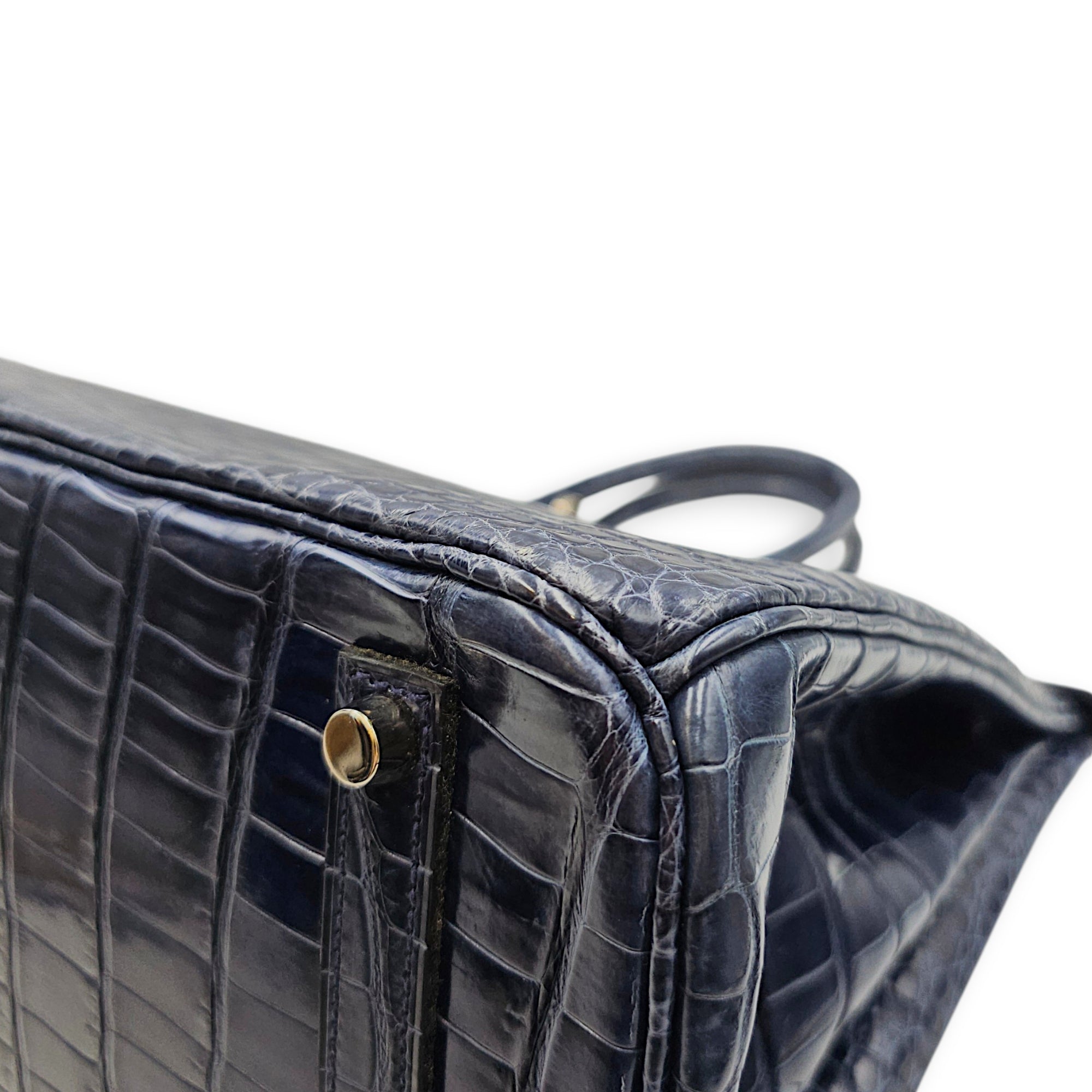 Birkin 35 Blue Abysse in Shiny Porosus Palladium hardware CL2512-17917 7