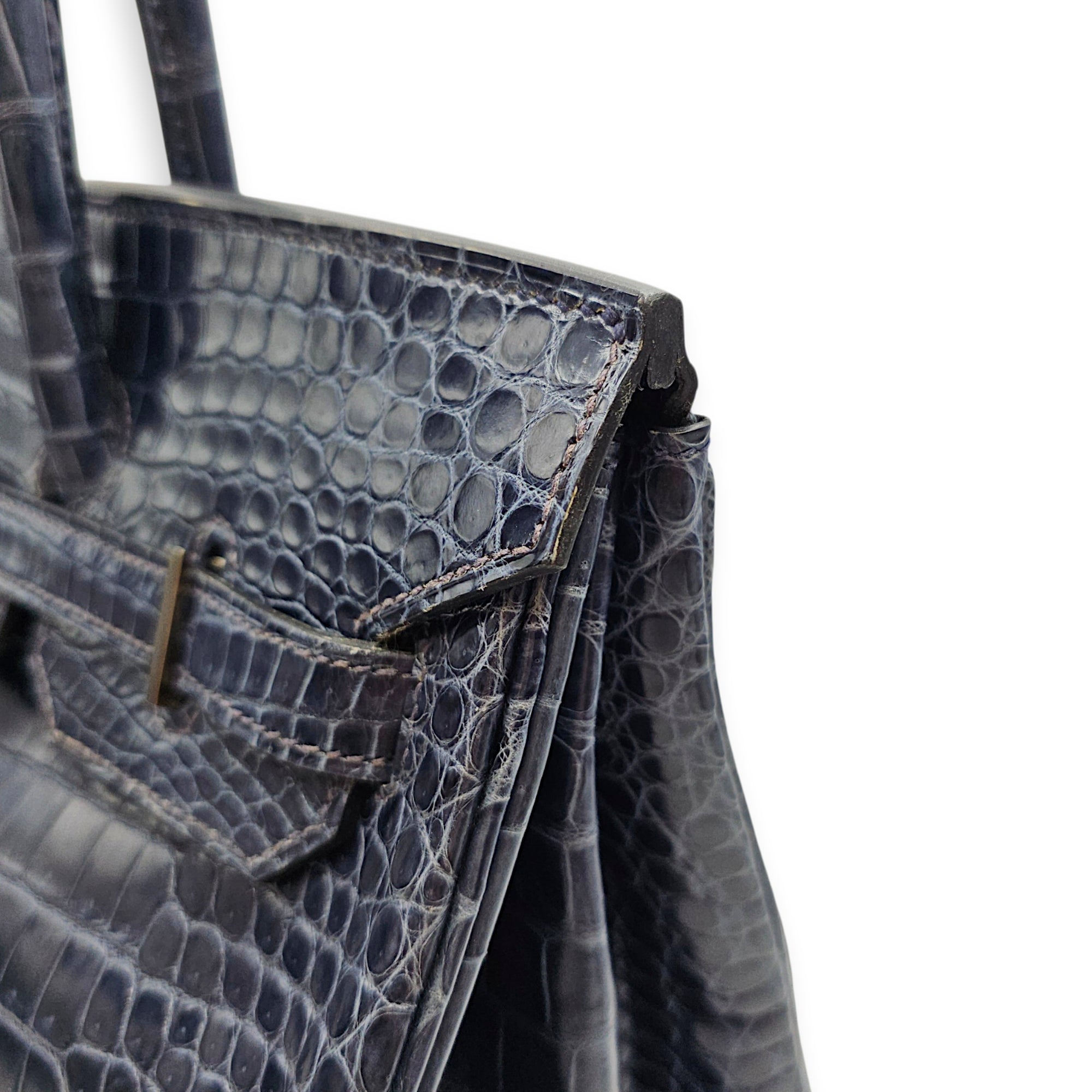 Birkin 35 Blue Abysse in Shiny Porosus Palladium hardware CL2512-17917 8