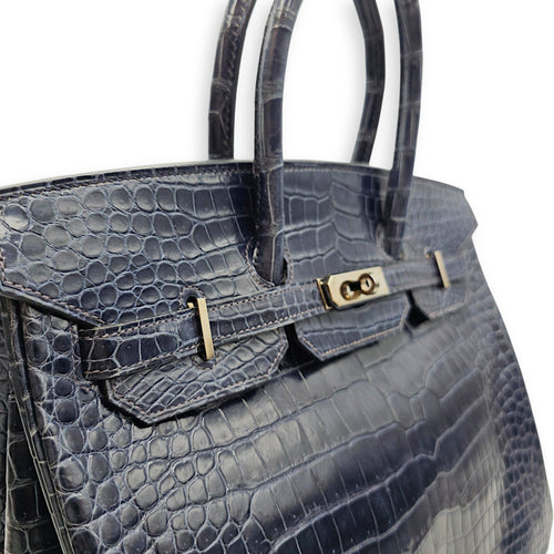 Birkin 35 Blue Abysse in Shiny Porosus Palladium hardware CL2512-17917 9