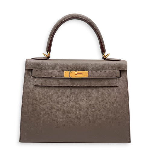 Sellier Kelly 28 Etain in Epsom Gold hardware CL2512-17979 1