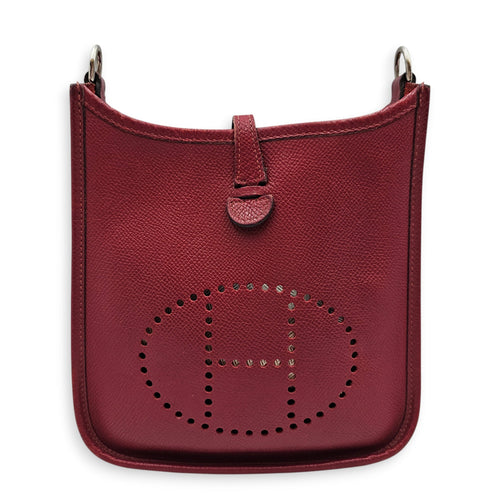 Evelyne Mini Rouge grenat in Epsom Palladium hardware CL2512-18015 1