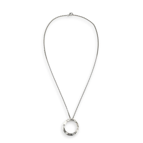 Love Pendant, 3 Diamonds Necklace in White Gold Hardware CL2512-18113 2