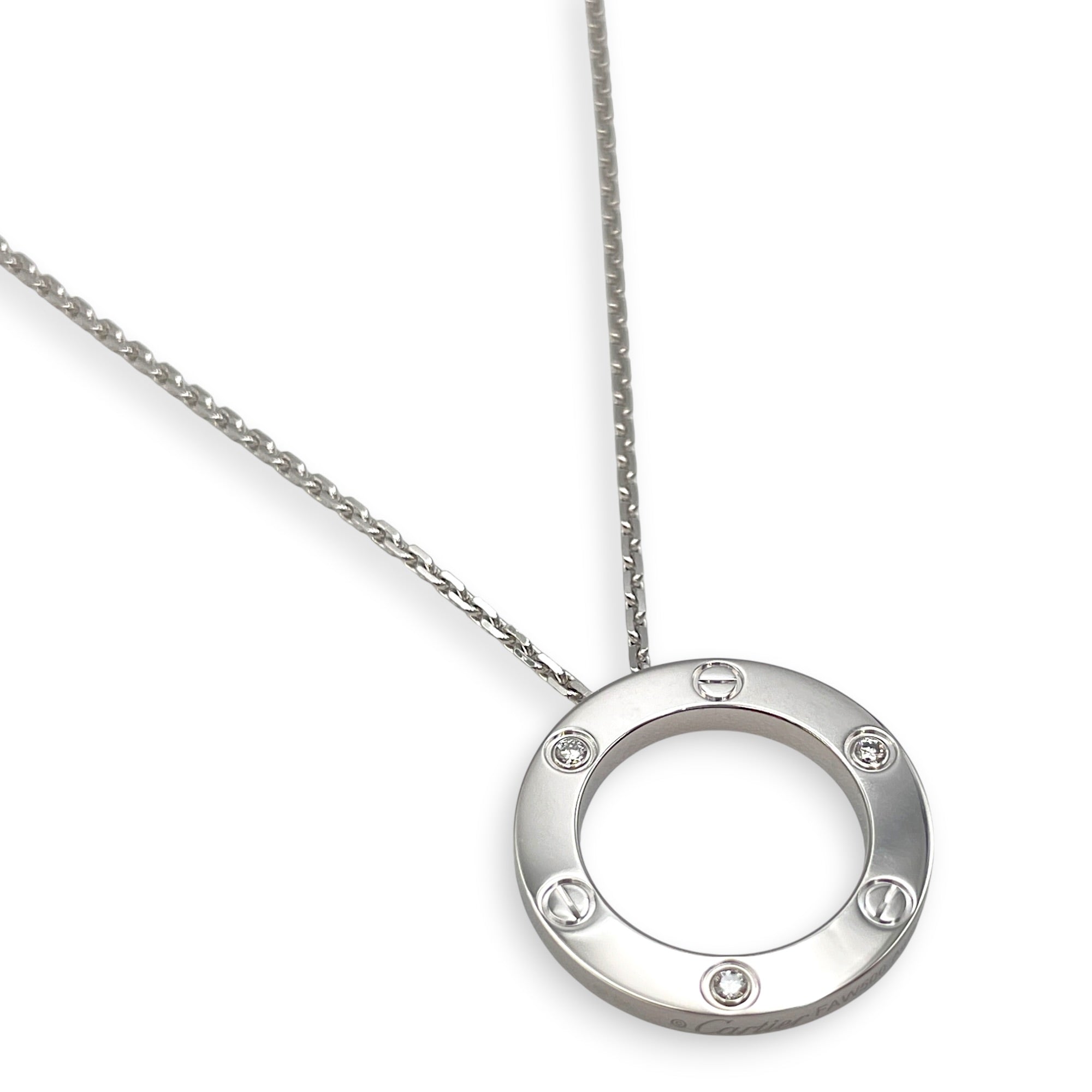 Love Pendant, 3 Diamonds Necklace in White Gold Hardware CL2512-18113 3