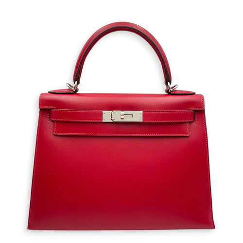 Sellier Kelly 28 Rouge vif in Tadelakt Palladium hardware