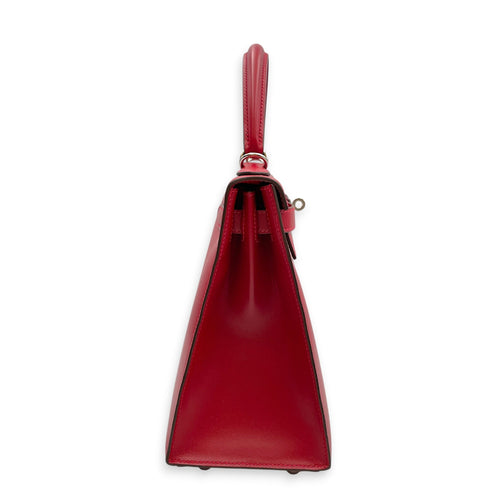Sellier Kelly 28 Rouge vif in Tadelakt Palladium hardware CL2512-18117 3