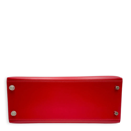 Sellier Kelly 28 Rouge vif in Tadelakt Palladium hardware CL2512-18117 5